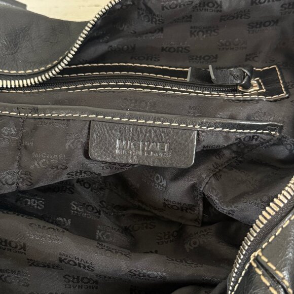 Michael Kors Astor Black Leather Tote Silver Studded Zip Shoulder Bag - Picture 16 of 16